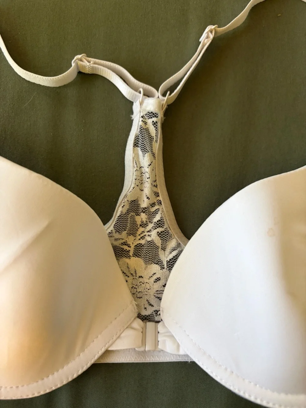 Rene Rofe White Lace Racerback Molded T-Shirt Bra - Picture 4 of 5